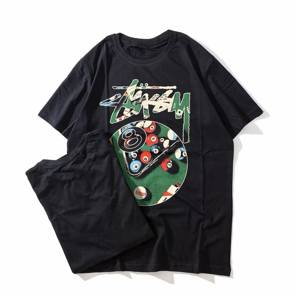 Stussy 8 Ball Camo Black Tee T-Shirt Kaos