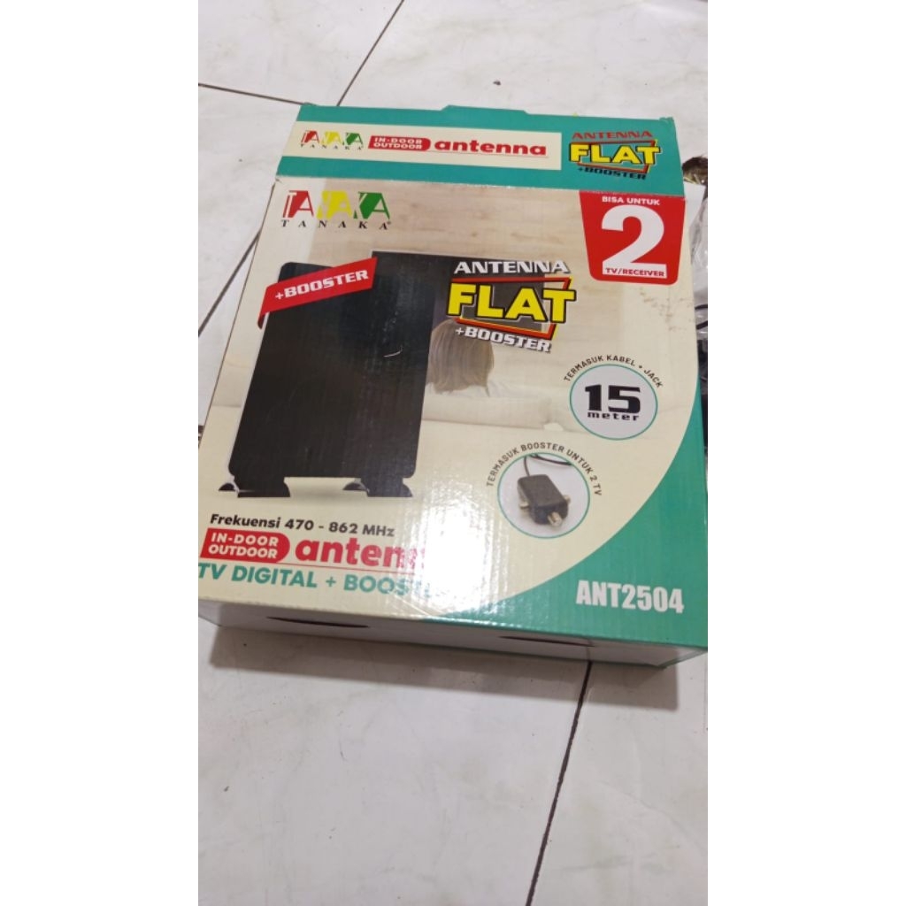Anten kotak Tanaka Boster Kabel 15 meter anten digital antenna untuk 2 TV indoor indor outdor ANT250