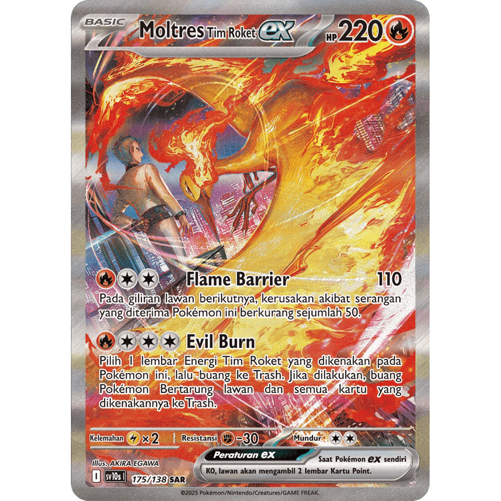 Moltres Tim Roket EX #175 SAR Kehadiran Juara -  Kartu Pokemon TCG Original Indonesia