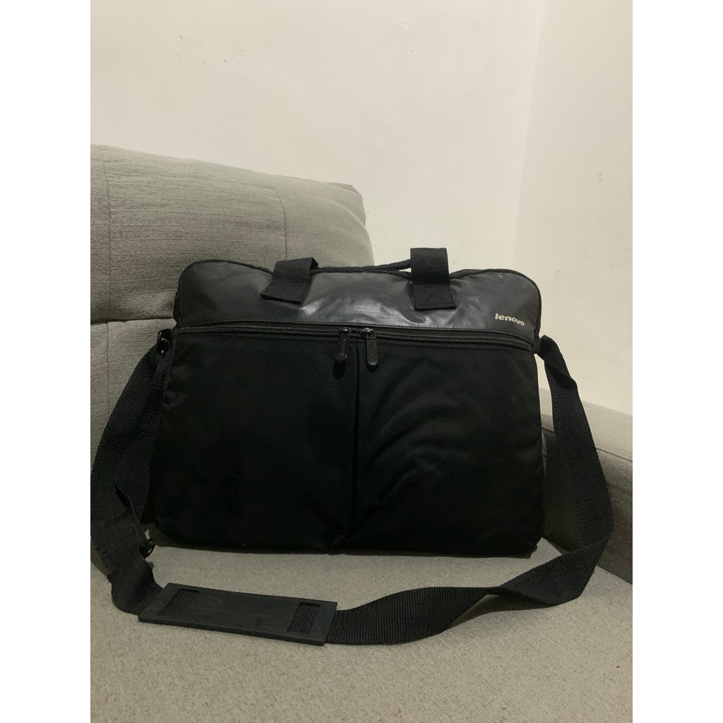 sling lenovo tas laptop tas kerja hitam mix nilon preloved