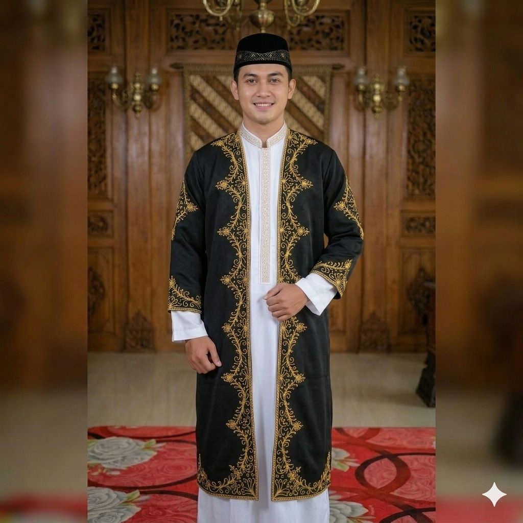 jubah gamis pria dan outer bordir corneli bahan silk adem outer gamis bordir pria