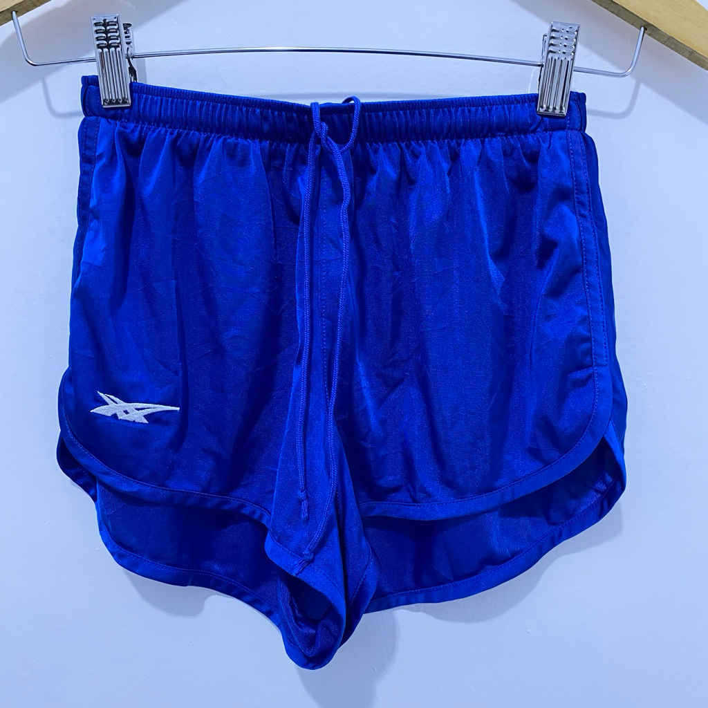 [PRELOVED] Mizuno x ASICS Japaan Vintage Running Shorts | Sz M | Blue | Logo Bordir |  Sale| detail 