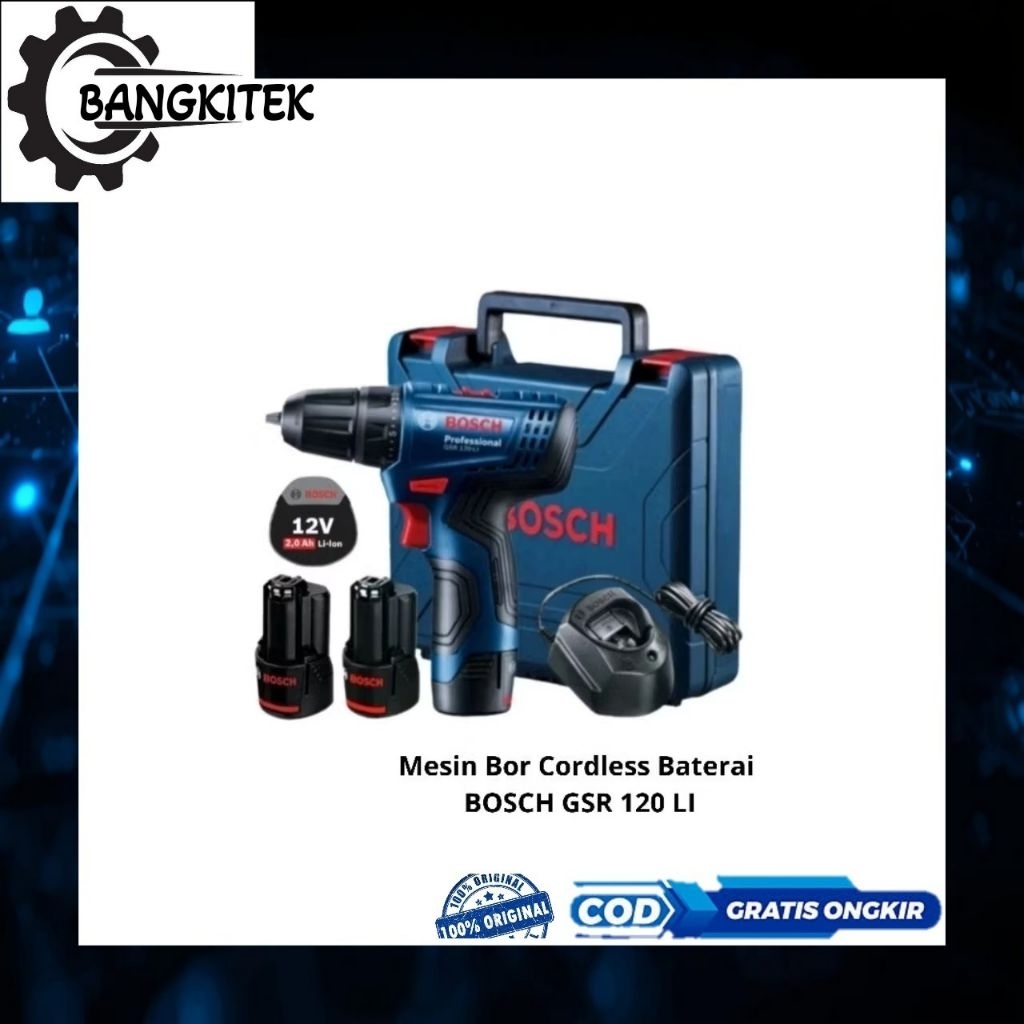 Mesin Bor Cordless Baterai 12V BOS GSR 120 LI ASLI ORIGINAL BOS/Mesin Bor Baterai 12V BOS