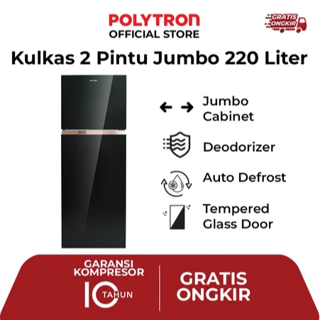 Kulkas Polytron PRW 23MNX / PRW23MNX Kulkas 2 Pintu 220 Liter