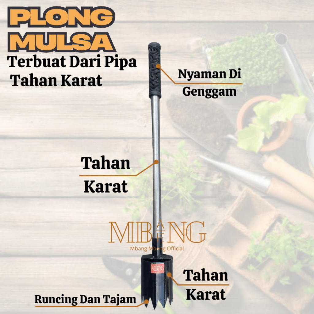 Plong Mulsa / Alat Pelubang Plastik Mulsa dengan Gagang / pelubang plastik mulsa