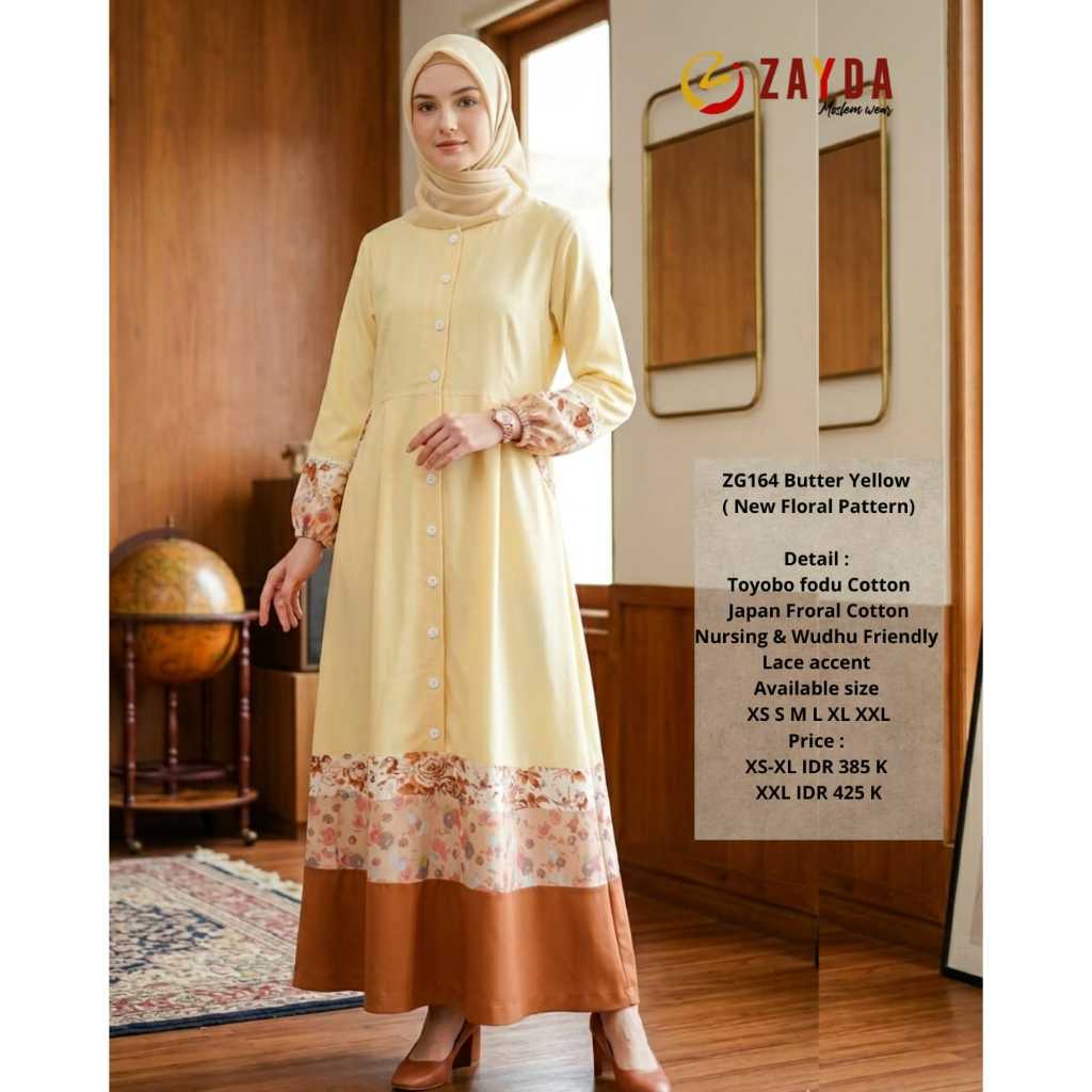 Zayda  ZG164 Butter Yellow / Gamis Zayda / Model Terbaru Zayda