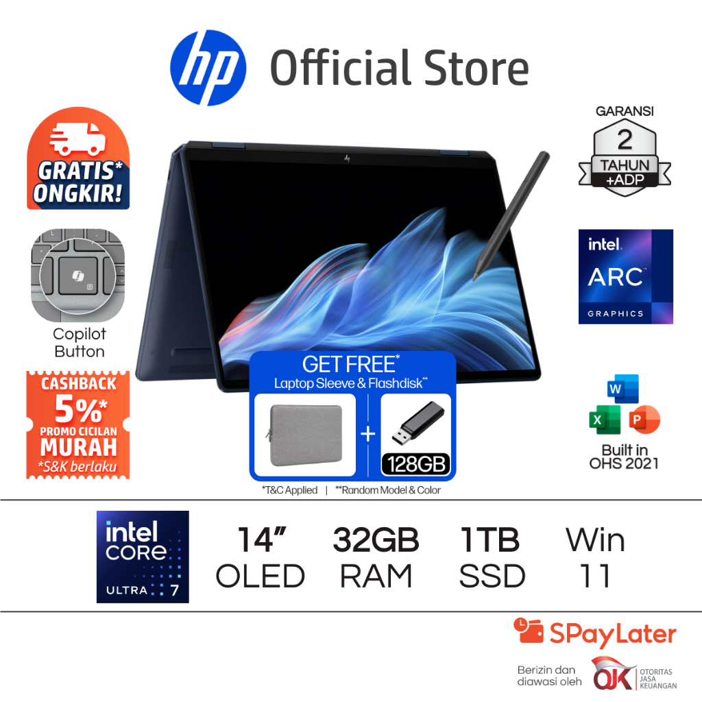 Laptop HP Spectre x360 2 in 1 - Omnibook Ultra Flip 14 [NEW] Intel Core Ultra 7 Arc 32GB RAM 1TB Tou