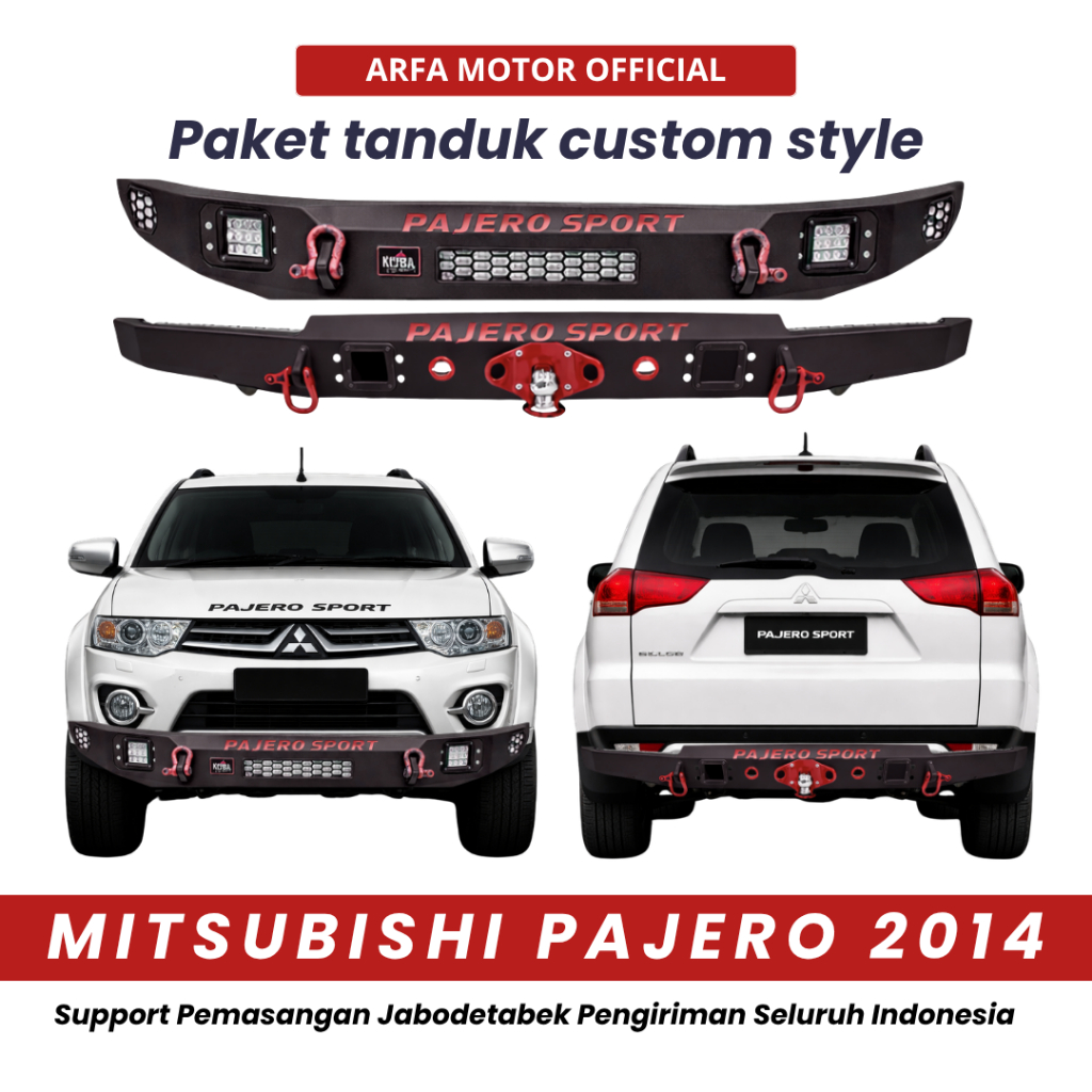 PAKET TANDUK DEPAN TOWING BELAKANG PAJERO 2014 CUSTOM PENGAMAN PELINDUNG BEMPER ANTI KARAT