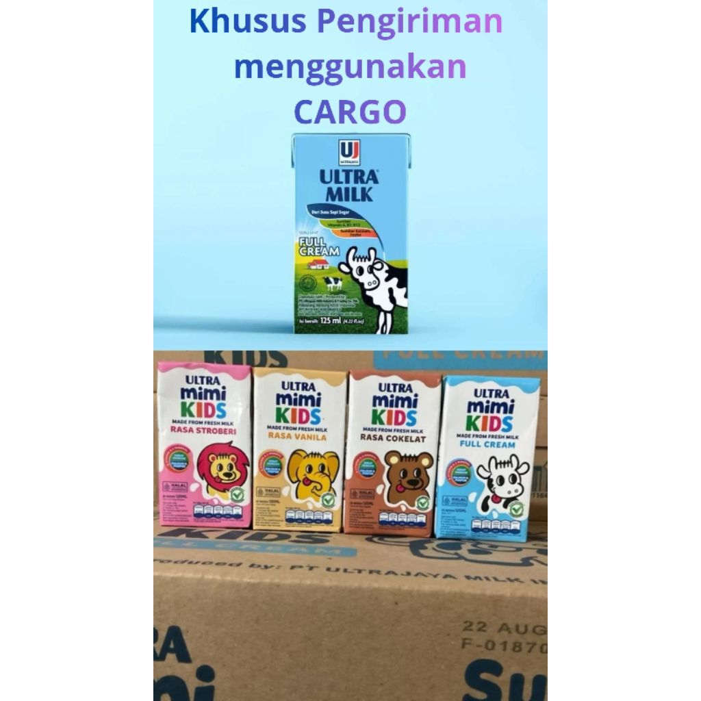 SUSU ULTRA MIMI KIDS FULLCREAM 125ML /Ultra Mimi Kids- Pengiriman Kargo
