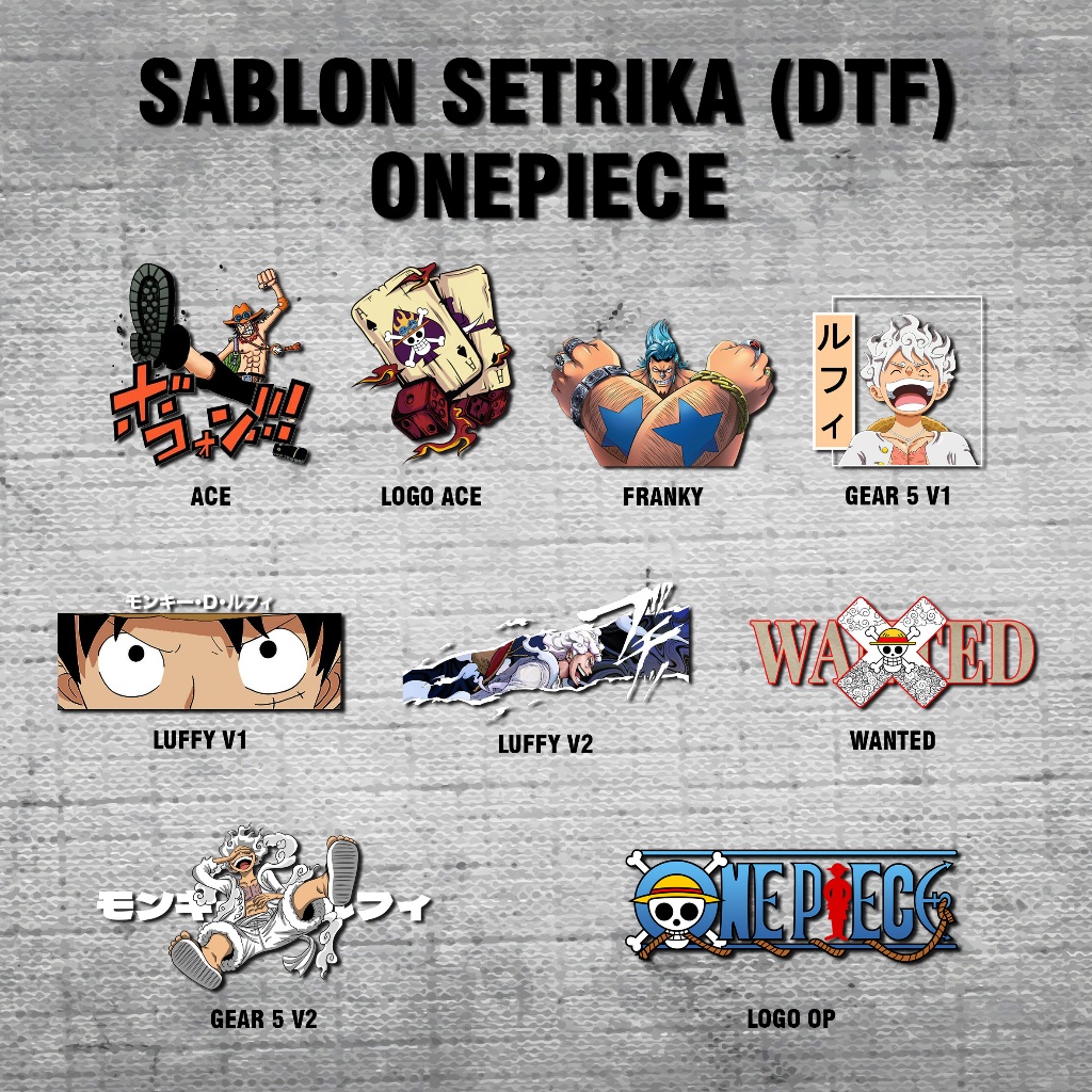 Pusatmode54321 - Sablon Setrika DTF Printing Anime One Piece