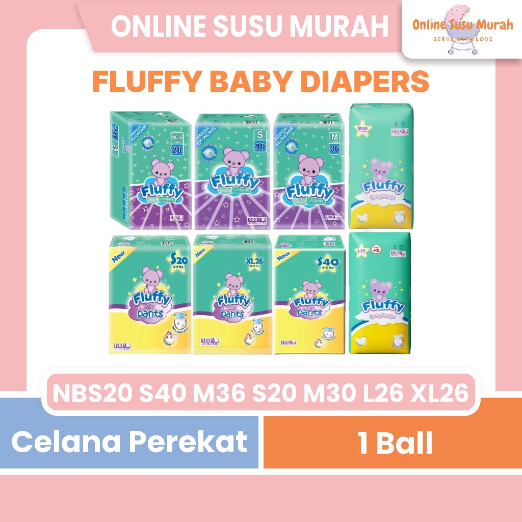 FLUFFY BABY DIAPERS PANTS S20 S 40 M 30 L 26 XL 26 TAPE S 20 S 40 M 36 POPOK PEREKAT DAN CELANA PPKS