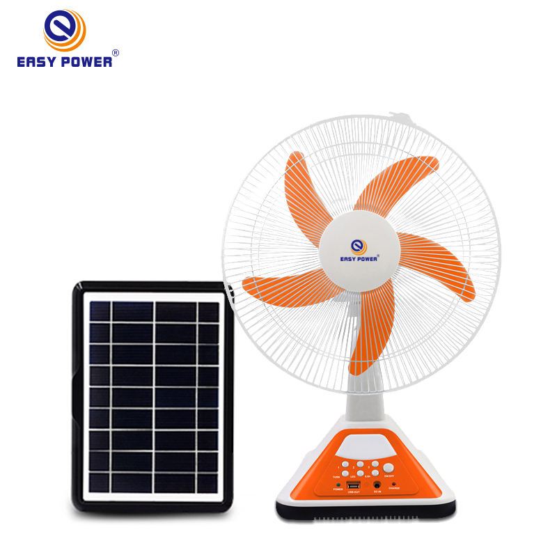 Kipas solar panel meja tenaga surya 16 inci, kipas angin meja tenaga surya dengan panel dan baterai 