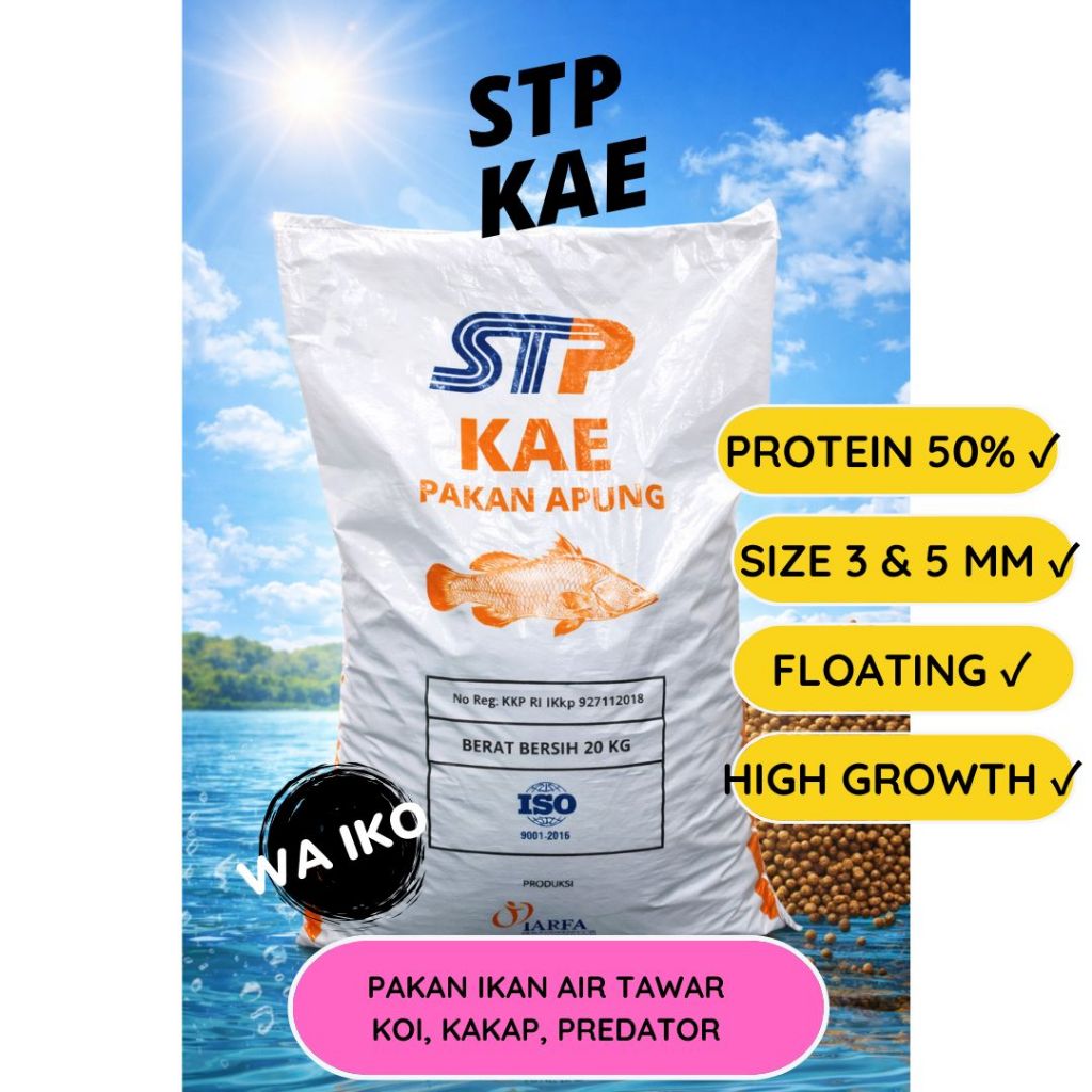 STP KAE 20 KG PAKAN MAKANAN PELET IKAN KOI JAPFA KARI HAKU HIAS AQUARIUM PREDATOR