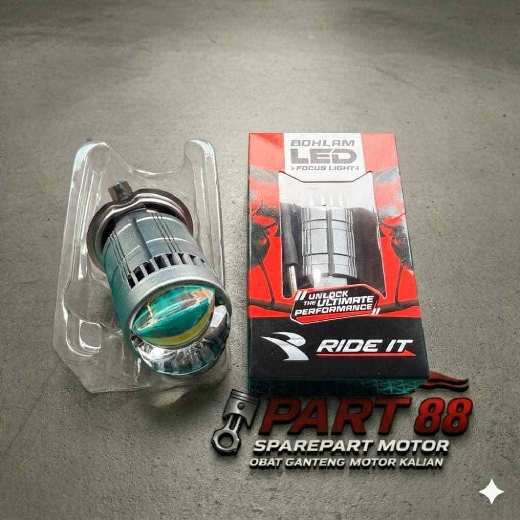 ORIGINAL RIDE IT LAMPU LASER TEMBAK HEADLAMP LED H4 45W AC DC  FOCUS DOP MOTOR MOBIL TERANG PUTIH PR