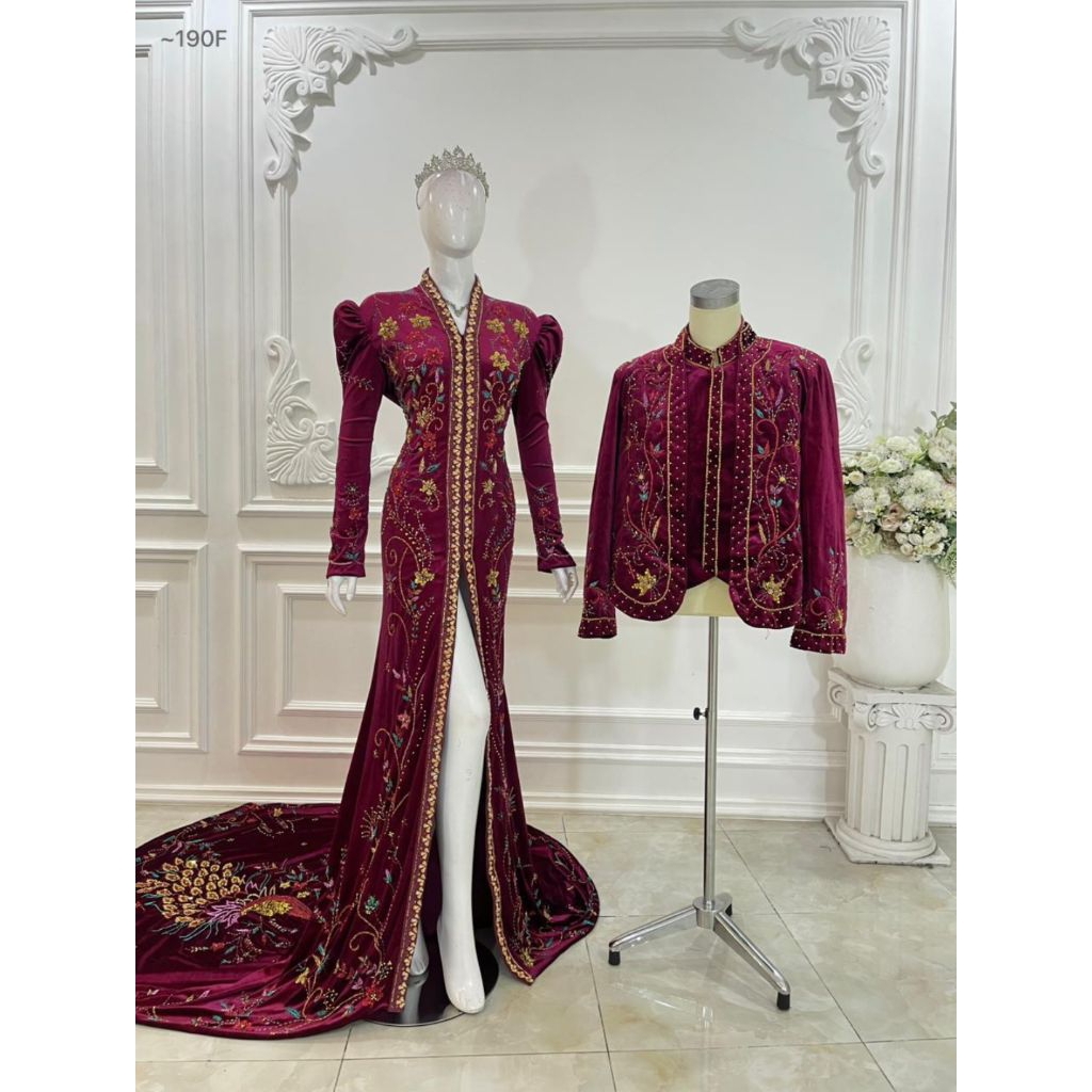 GAUN PENGANTIN BELUDRU BEREKOR  MEWAH MURAH MODERN//BAJU ADAT JAWA//MINANG