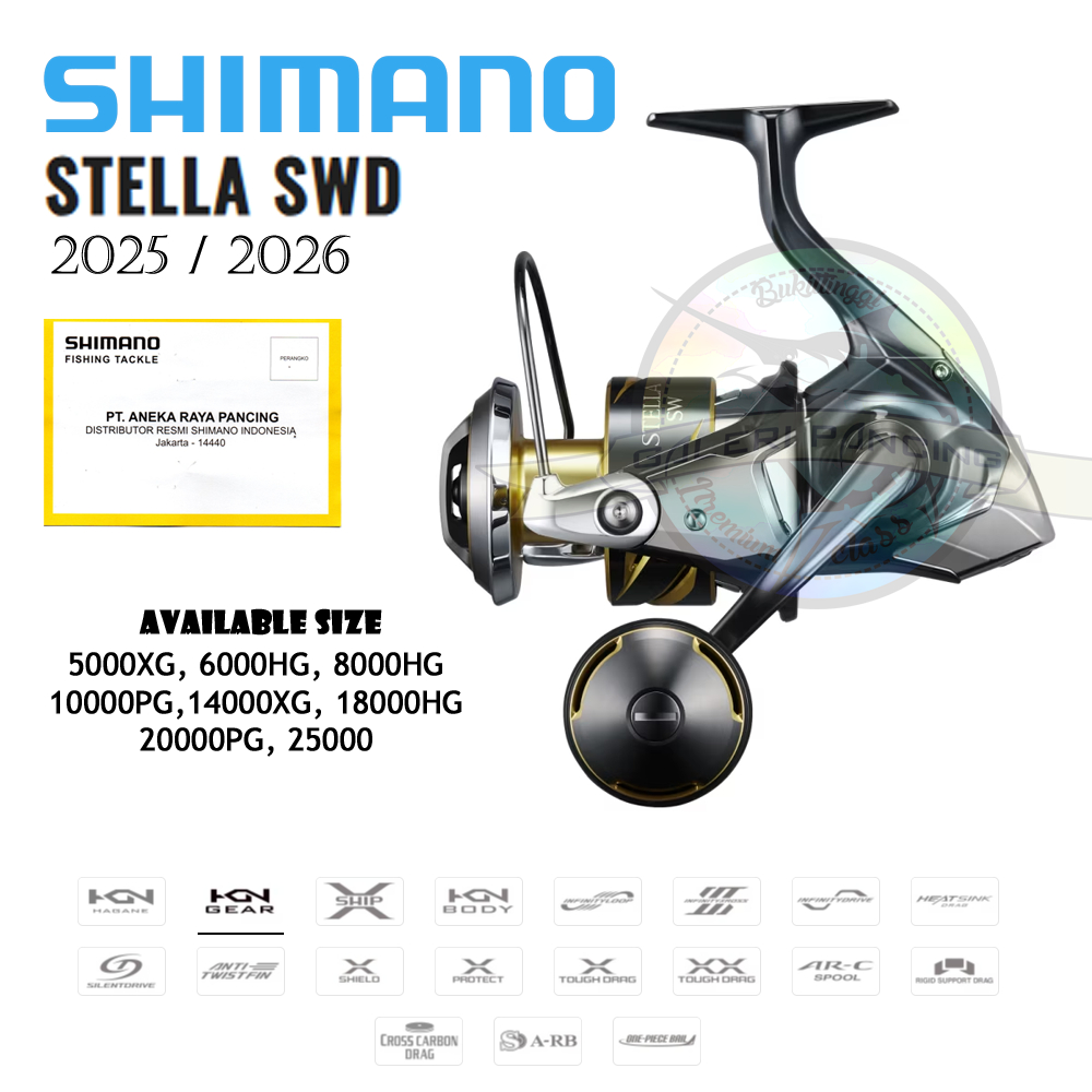 Reel Pancing Laut Shimano Stella SW 6000 8000 10000 14000 20000 25000 30000 D 2025 2026