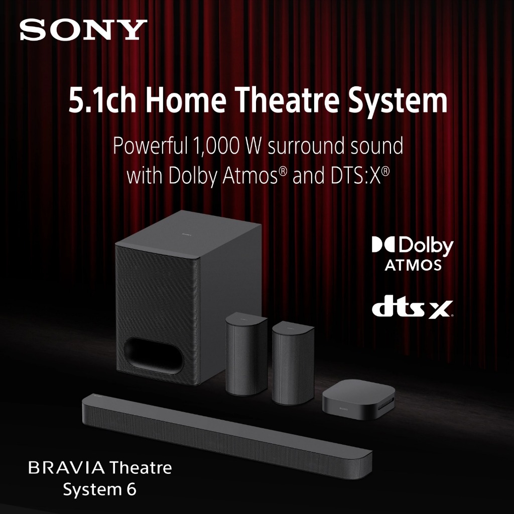 SONY HT-S60 BRAVIA Theatre System 6 5.1ch Home Theatre System 1000 W total power output Dolby Atmos