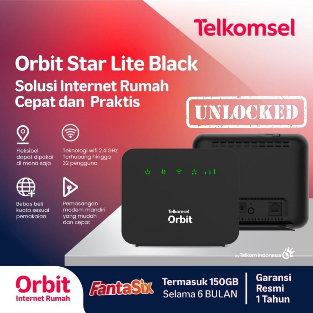 ​[UNLOCKED] Modem WiFi Orbit Star Lite- Black Edition | Free Kuota