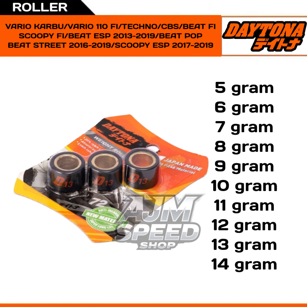 ROLLER RACING DAYTONA VARIO KARBU/VARIO 110 FI/TECHNO/CBS/BEAT FI/SCOOPY FI/BEAT ESP 2013-2019/BEAT 