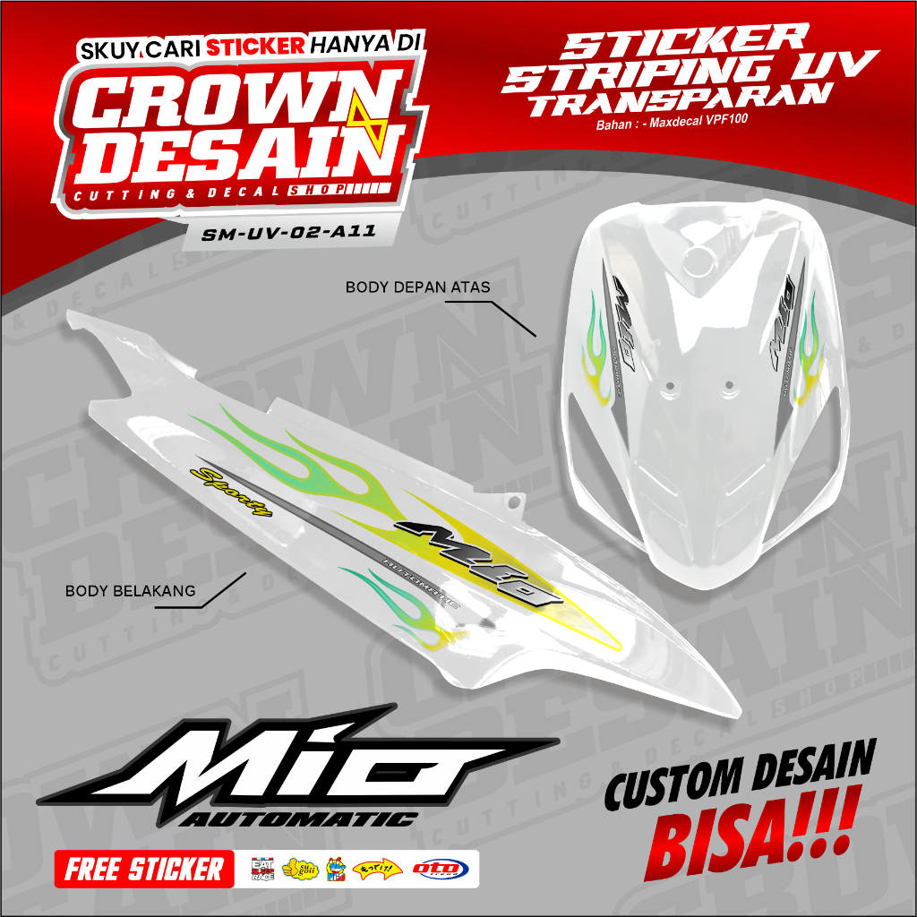 Striping Transparan Mio Sporty Mio Smile Amore Motif Api Simple Keren - Stiker Semifull Mio Sporty V