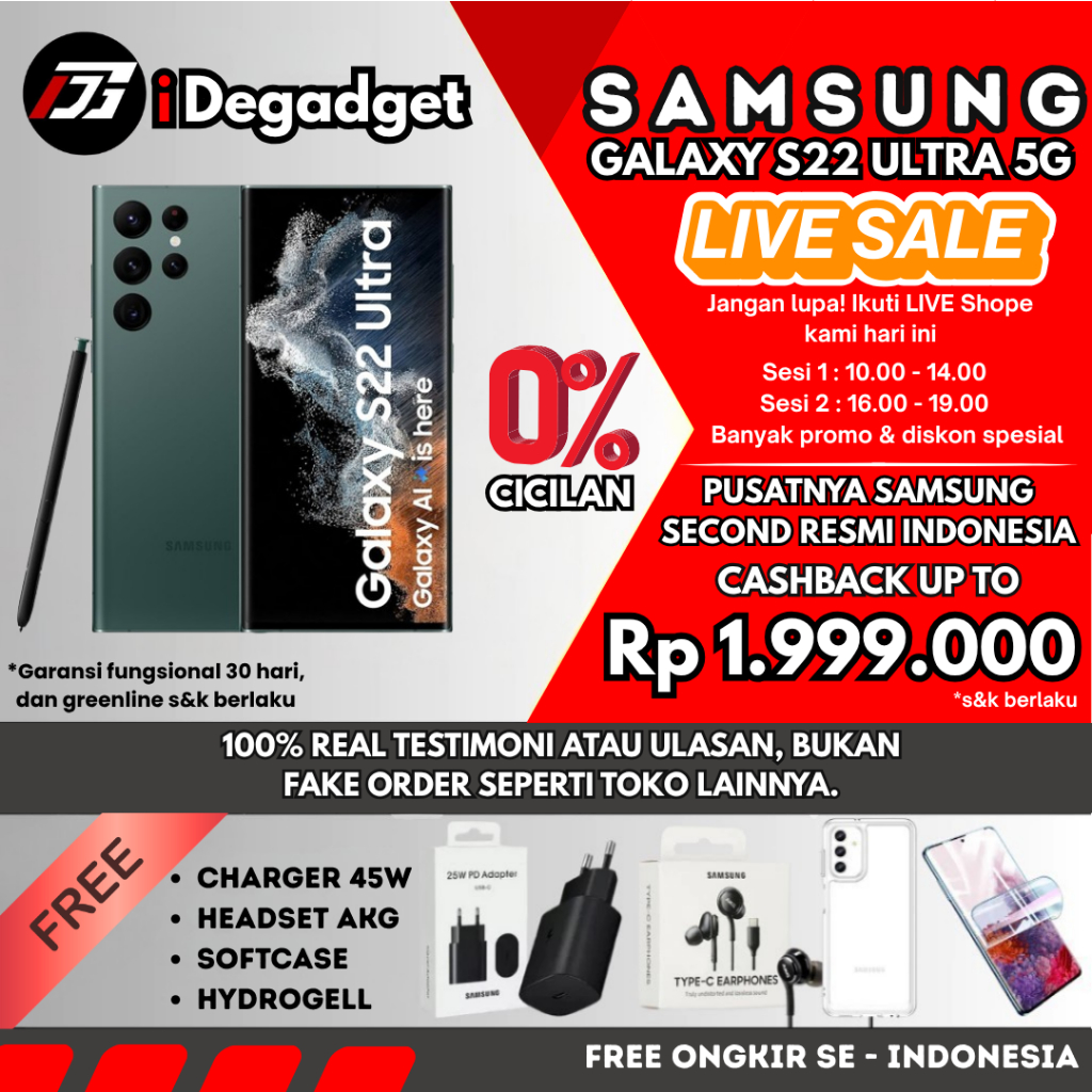 Samsung Galaxy S22 Ultra 5G 12/512GB 256GB 8/128GB | S21 Ultra 16/512GB SEIN Second Fullset Original
