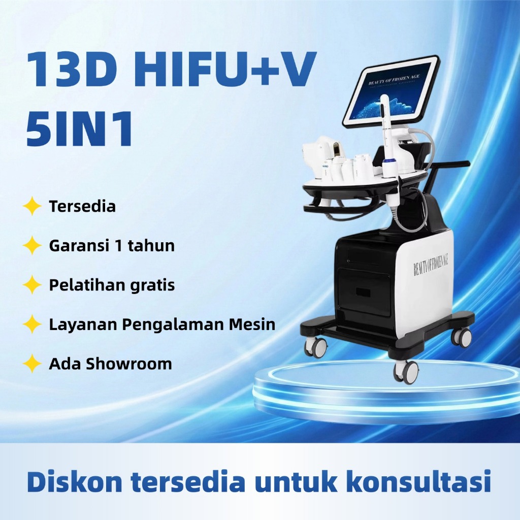 Hifu 13D 5in1 wajah double chin alat korea Mengencangkan kulit kendur di leher alat klinik kecantika