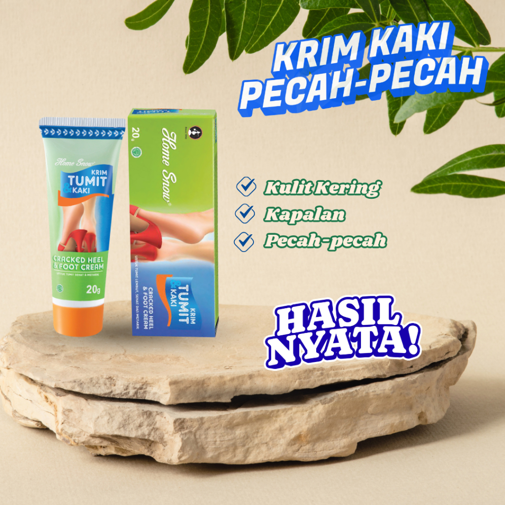 HOME SNOW KRIM TUMIT KAKI PECAH | Hasil Nyata 2 Hari Ampuh | CRACKED HEEL & FOOT CREAM 20g Krim Pera