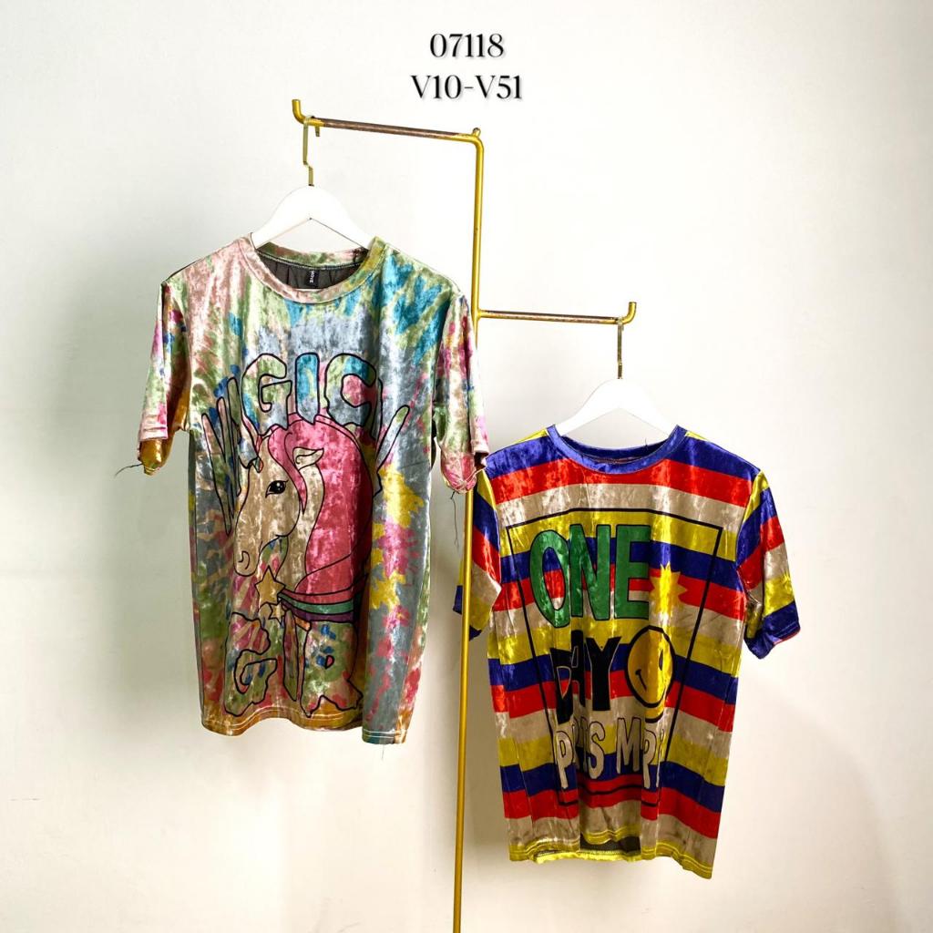52994 - 07118 KAOS PENDEK SUEDE KAOS VELVET BANGKOK OVERSIZE IMPORT BKK PREMIUM WANITA ATASAN KAOS O