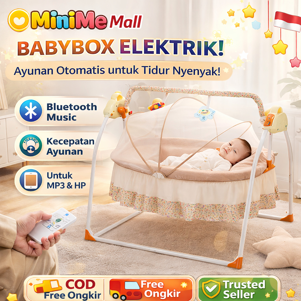 MiniMe Ayunan Bayi Elektrik Otomatis Remote Control Tempat Tidur Bayi Cradel Baby Swing Musik & Kela