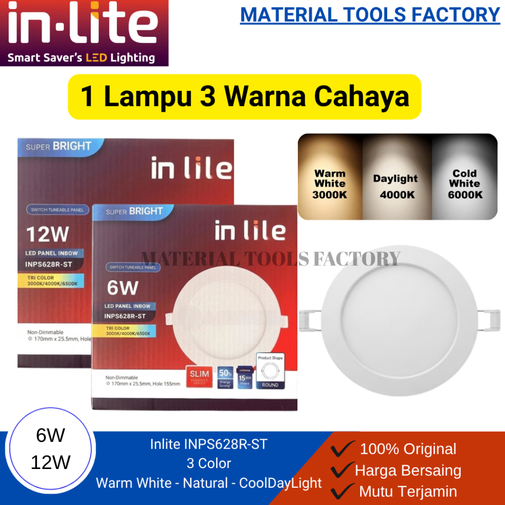 Lampu LED - Downlight LED - Downlight Inlite INPS628R Tri Color
