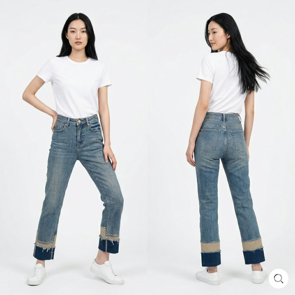 XILIN JEANS - 041 Dual-Tone Cuffed Skinny  Jeans