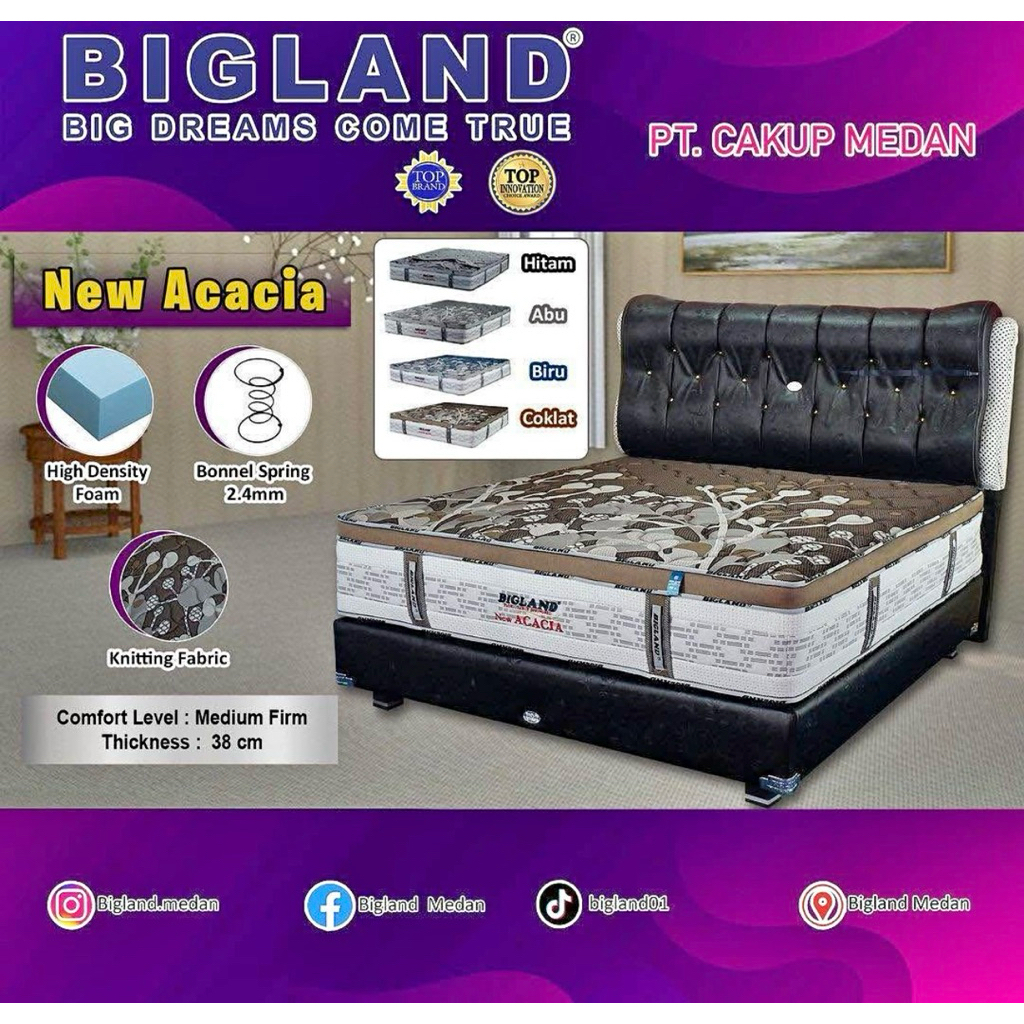 SpringBed BigLand New Acacia Tebal 38 cm 180 x 200