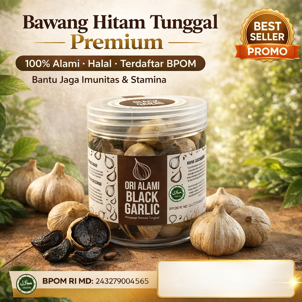 Black Garlic Solo Bawang Hitam Tunggal 250 Gram Bawang Lanang Premium Herbal Alami