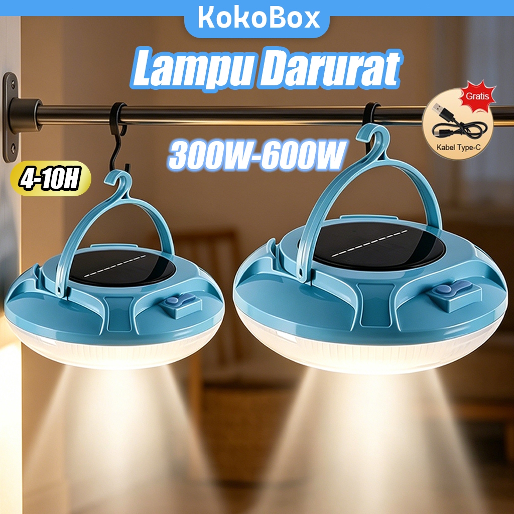 Lampu Emergency UFO Lampu Darurat Tenaga Surya Lampu Gantung 600W Cocok untuk Outdoor, Camping Lampu