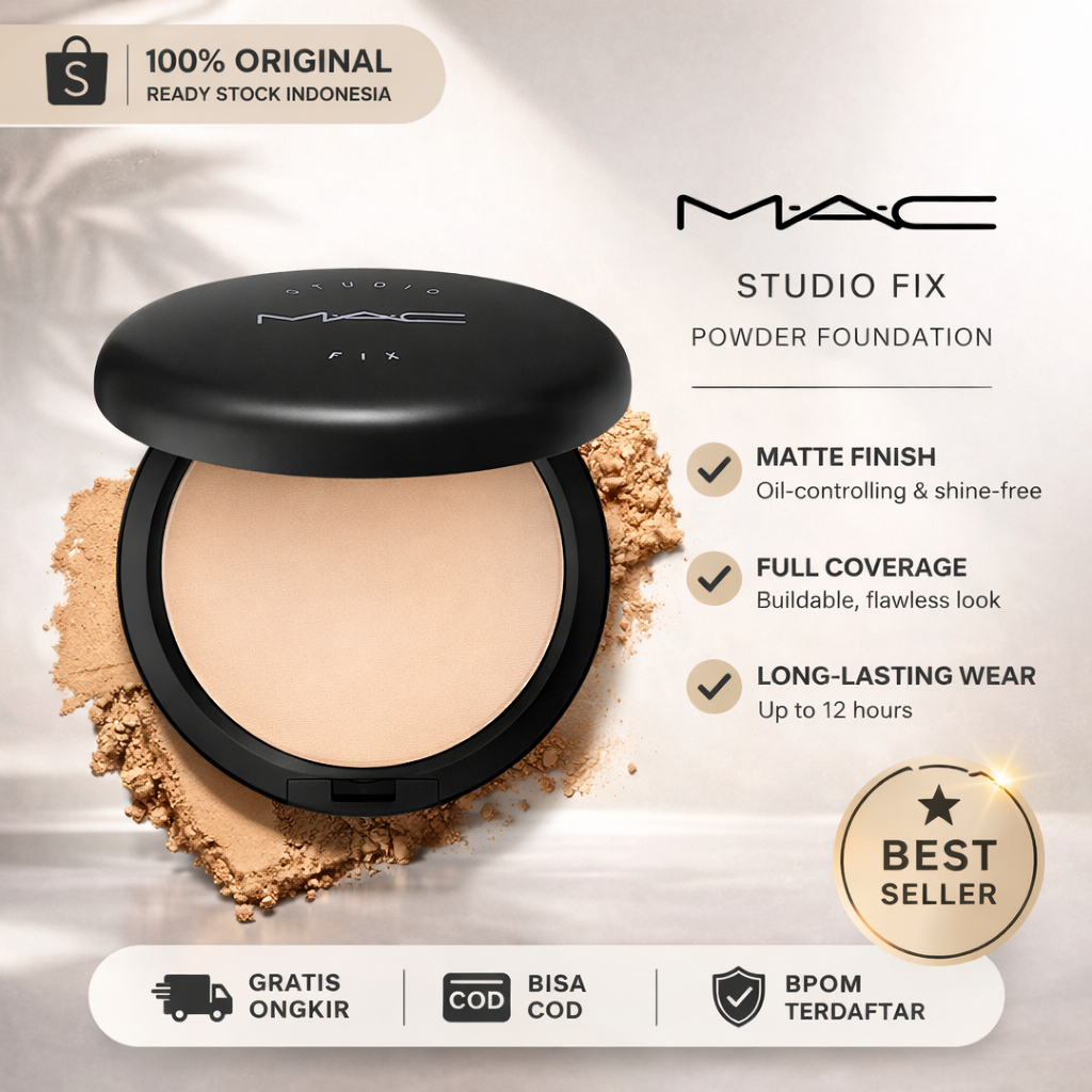 MAC Studio Fix Powder Plus Foundation All Skin • 15gr NC20 NC25 NC30 NC35 Bedak Padat
