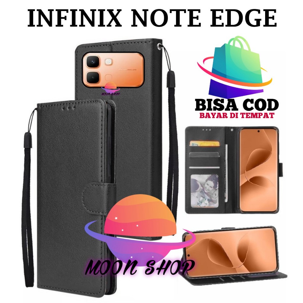 INFINIX NOTE EDGE FLIP LEATHER CASE PREMIUM - FLIP WALLET CASE KULIT UNTUK INFINIX NOTE EDGE - CASIN