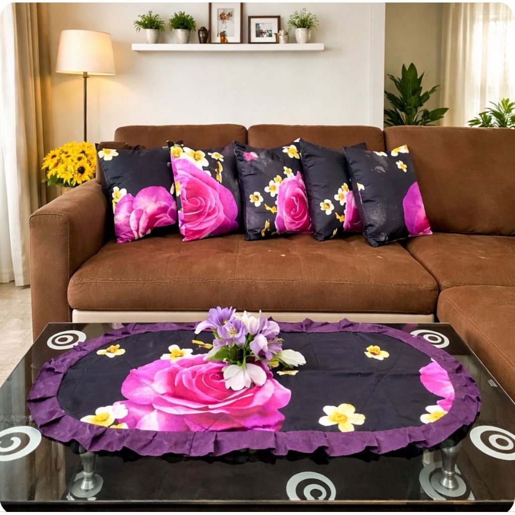 BISA COD sarung bantal sofa set taplak meja tamu reguler warna hitam minimalis dekorasi ruang tamu s