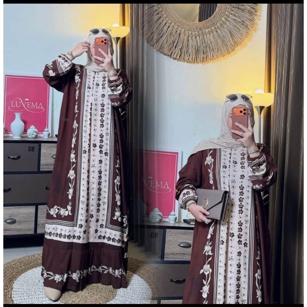 Gamis Dress Ruffile Hana Jumbo Bahan Rayon Busui