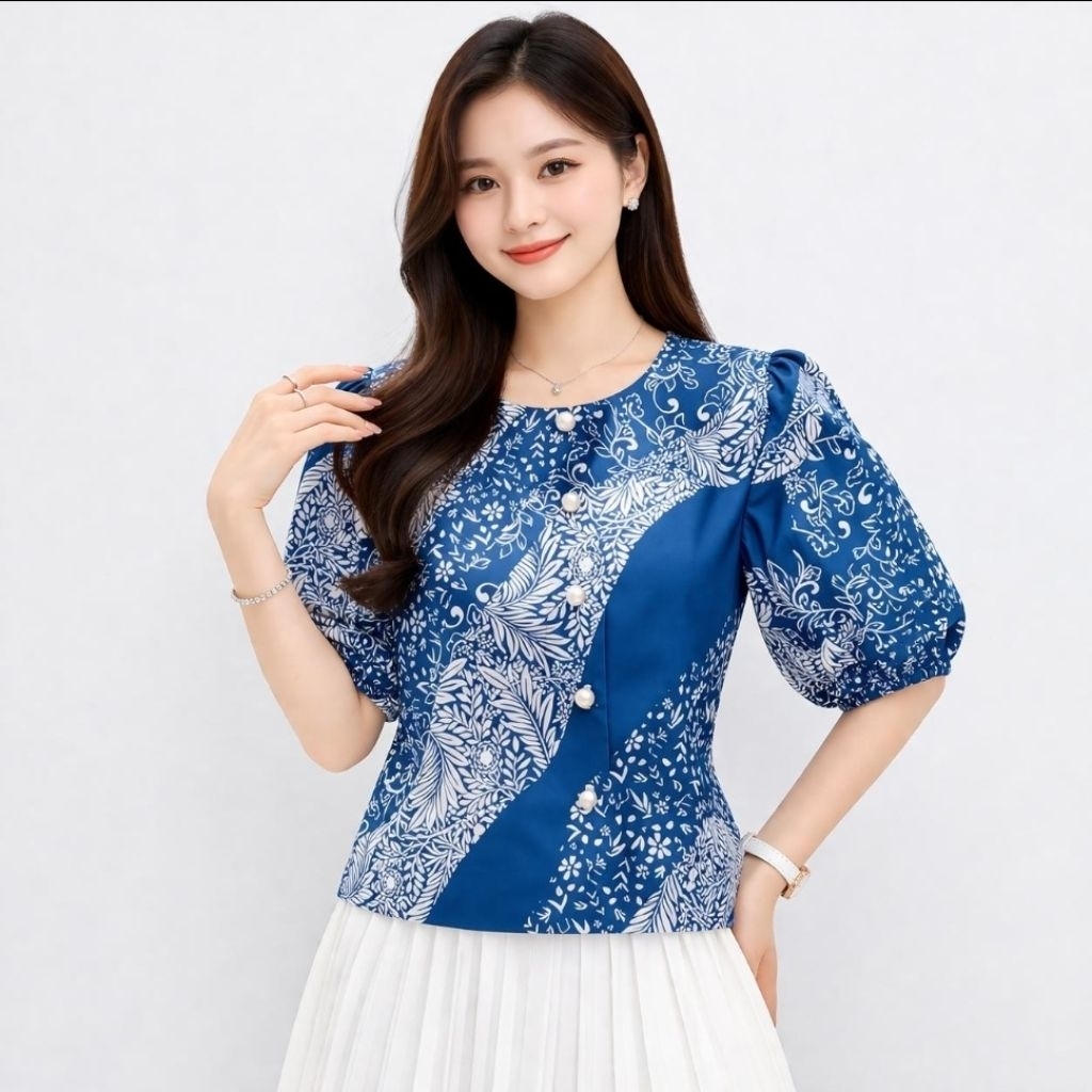 Karunia "RHEMA" Blouse Batik Biru