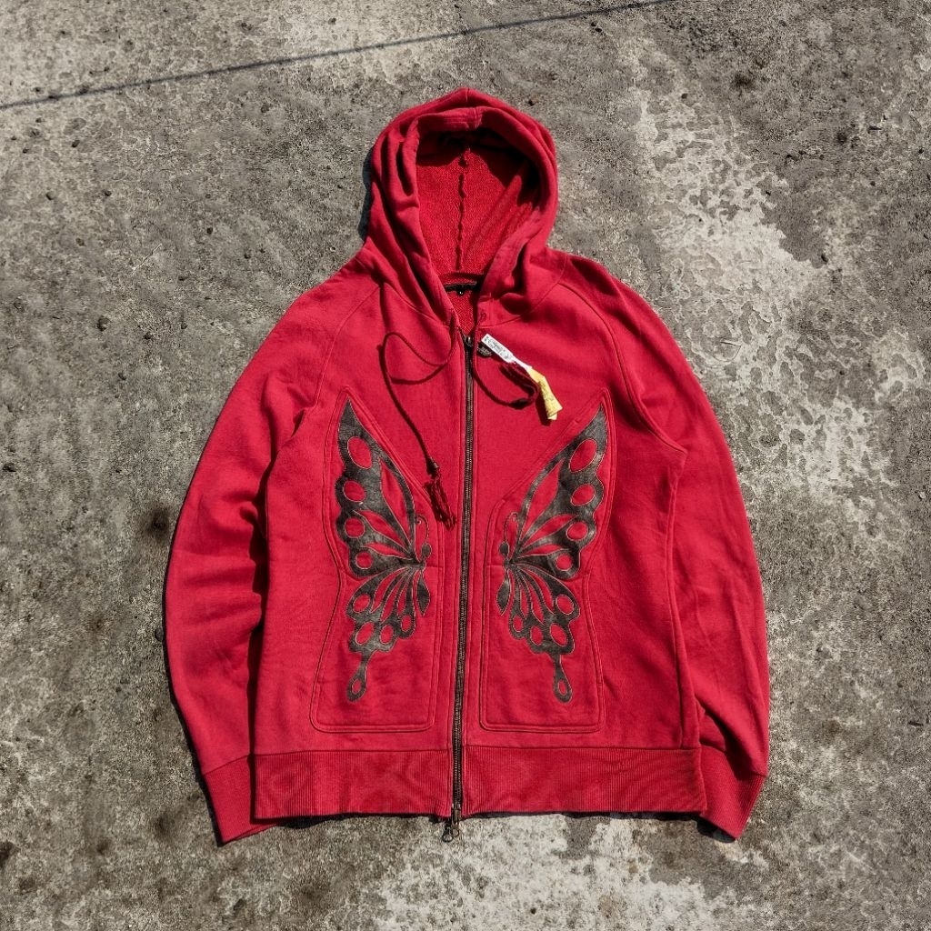 obelisk Zipper Hoodie motif kupu