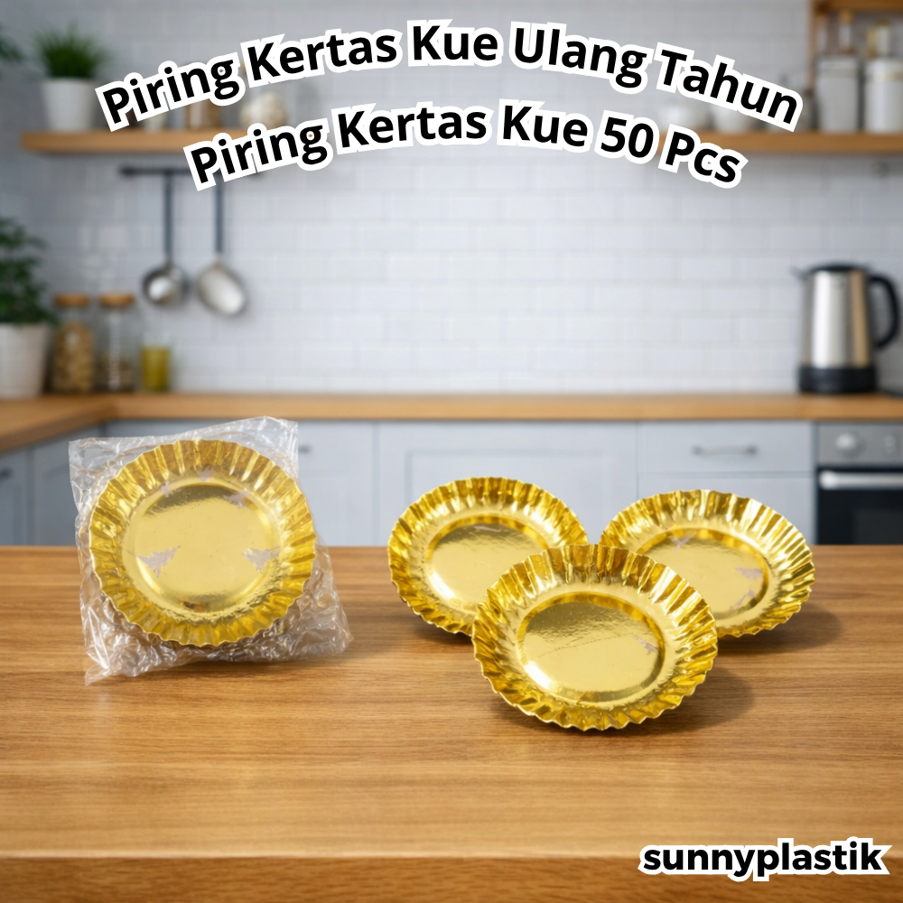 50Pcs Piring Kertas Kue Kecil Piring Kue Kertas Piring Mas Ulang