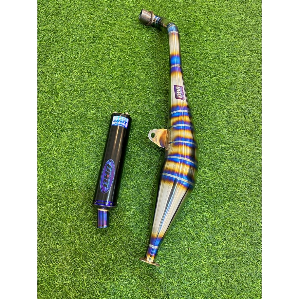 Knalpot Fiz R model Samping Original DHR racing Titanium Series Silencer Black Powder Coating 32 blu