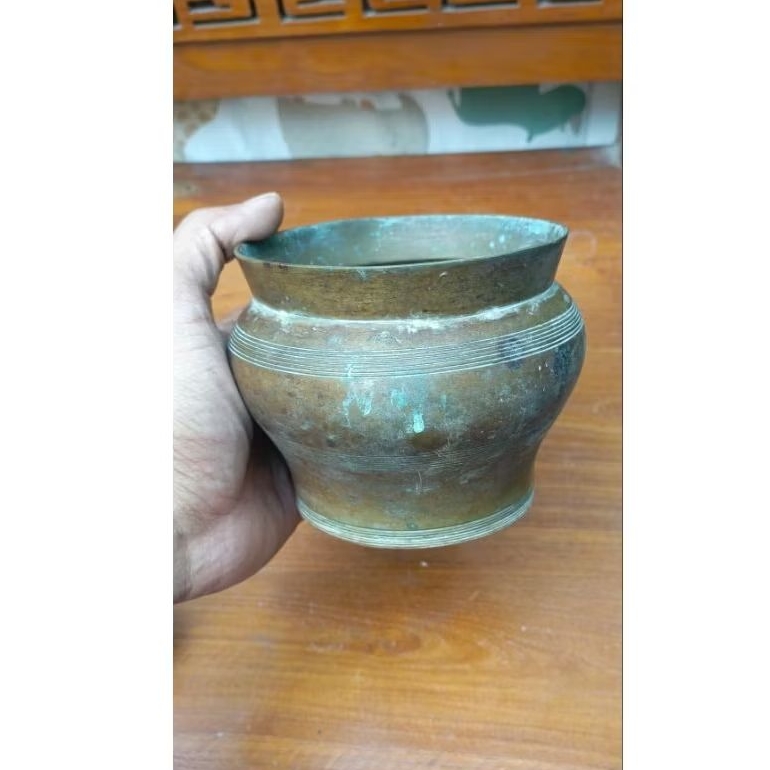 bokor kuningan lawas asli padat antik jadul vintage