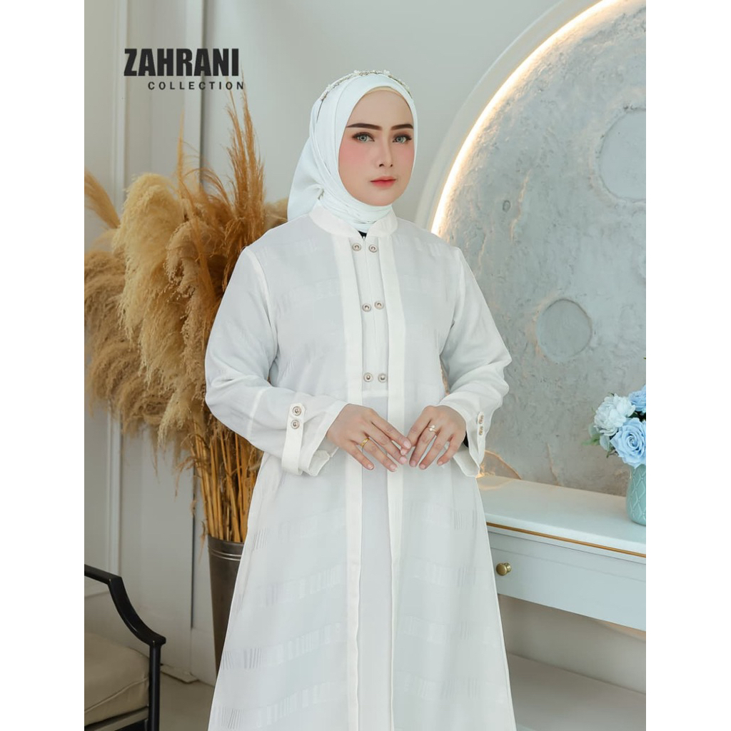 GAMIS HITAM PUTIH, ZAHRANI DRESS, Gamis muslimah, Gamis umroh