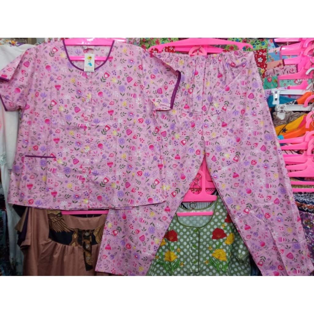 Piyama Setelan One Set Baju Tidur Pajamas CP LD 120 cm Katun Jepang Lokal Pretty Girl Busui Bumil Fr
