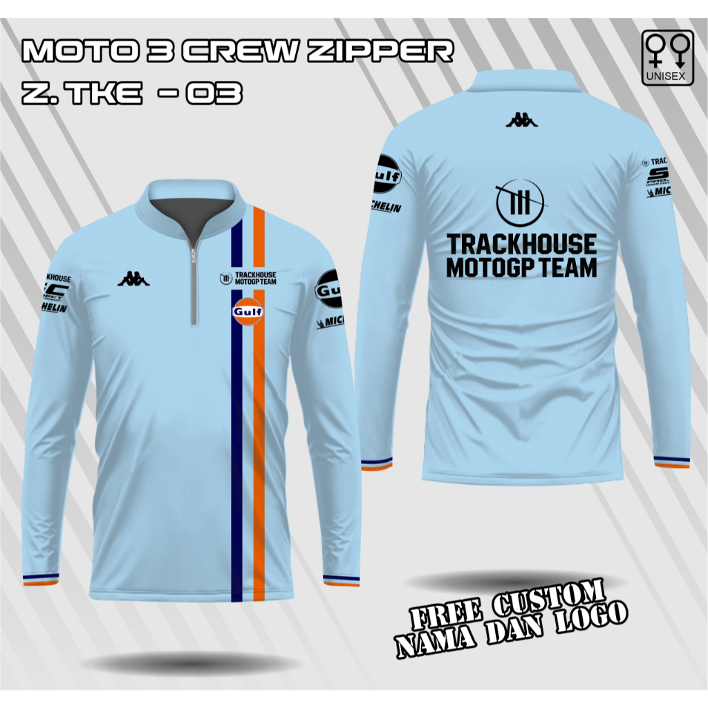 jersey zipper motogp gulf team trackhouse racing lengan panjang baju motogp gulf trackhouse zipper k