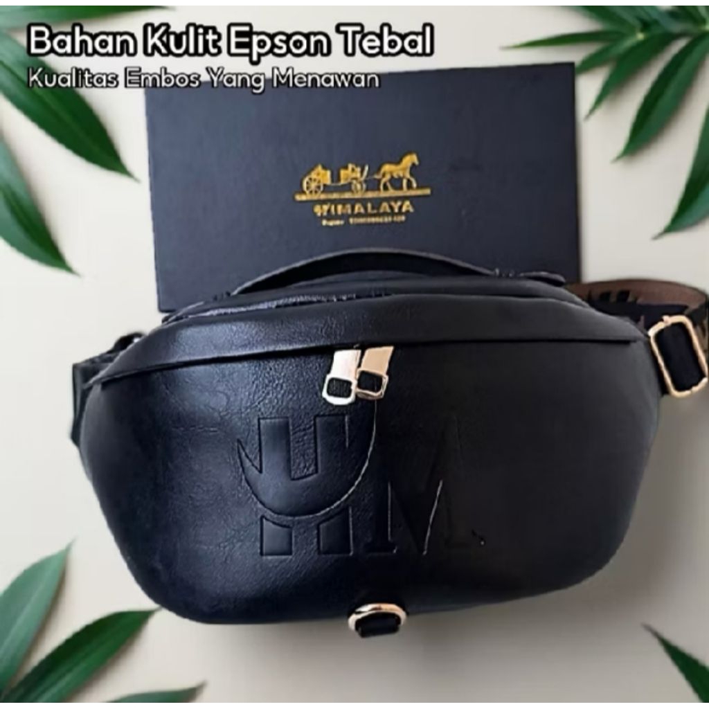 HIMALAYA-WAISTBAG/TAS PINGGANG KULIT EPSONTEBAL FULL EMBOS HIMALAYA 2 RESLETING FREE BOX
