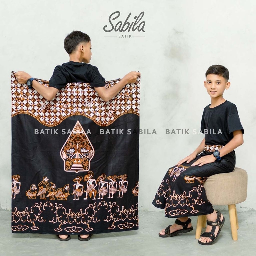 SARUNG BATIK ANAK WAYANG PANDOWO LIMO - SARUNG JUNIOR KATUN PRINT - SARUNG ANAK