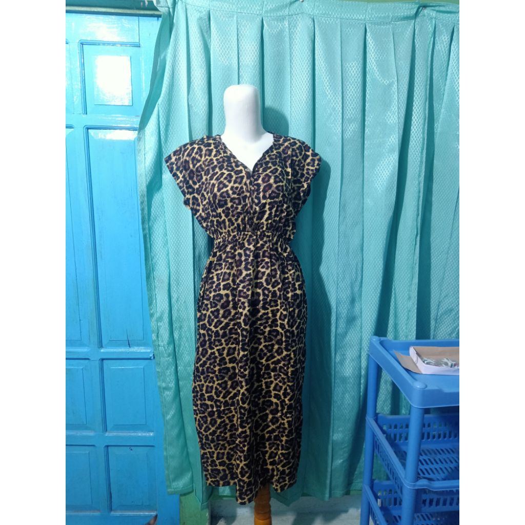 Daster Wanita Rayon Adem Manohara Motif Leopard