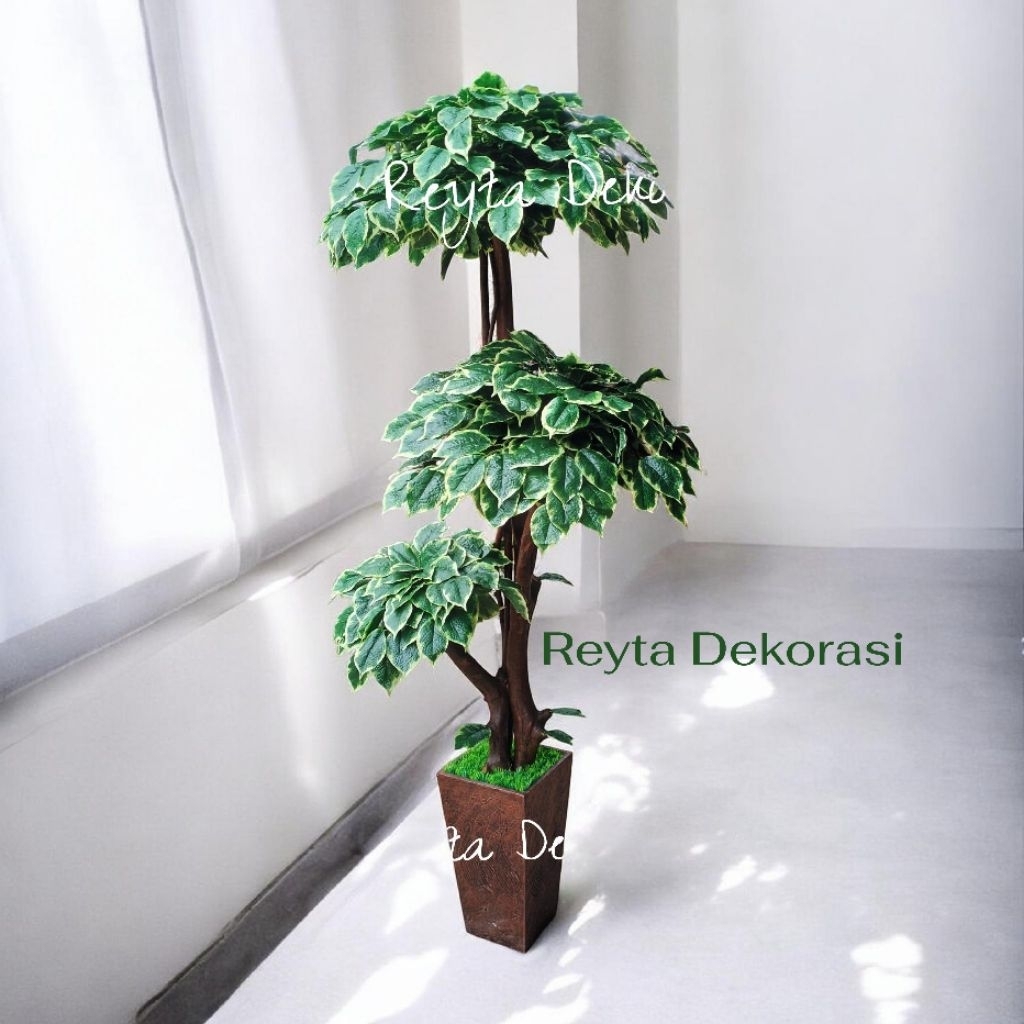bonsai tinggi 120cm daun simfu/pohon hias artificial/bunga plastik dekorasi pohon plastik